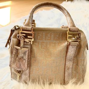 FENDI authentic gold hardware/leather trim bag